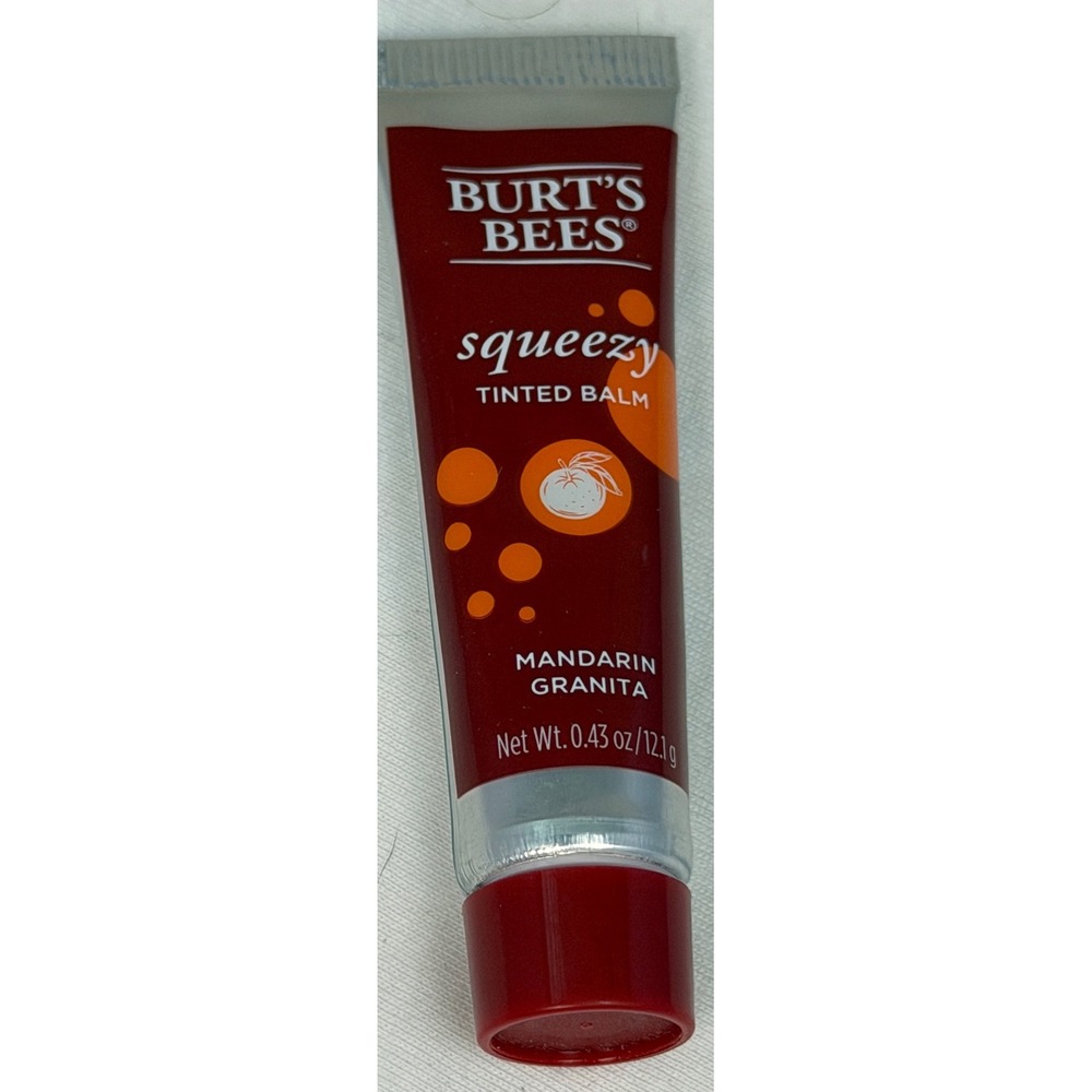 Burts Bees Squeezy Tinted Balm Mandarin Granita 0.43oz Orange Red Lip Gloss NEW